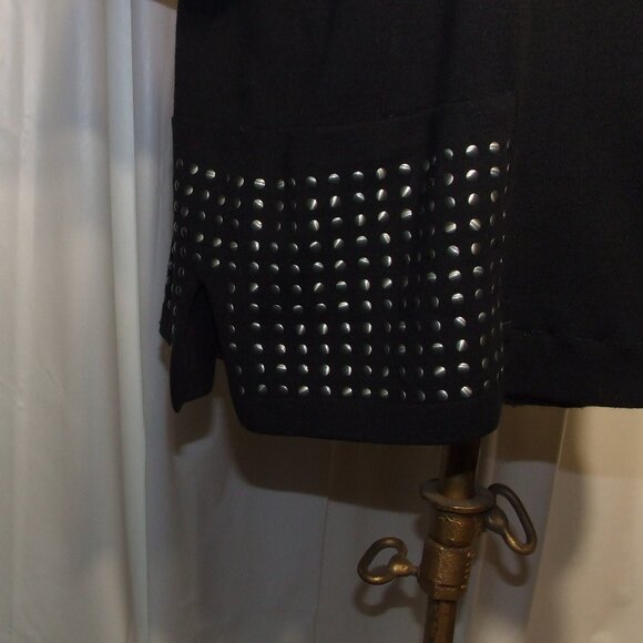 NIC+ZOE Studded Stretchy Black Sweater Cotton Blend Women's Size XL - Picture 2 of 7